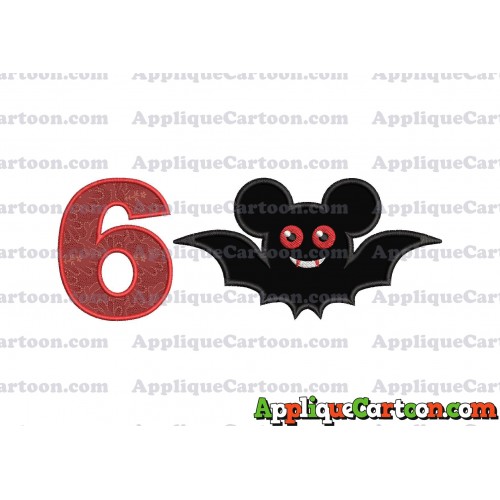 Halloween Bat Mickey Ears Applique Design Birthday Number 6