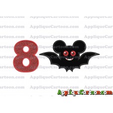 Halloween Bat Mickey Ears Applique Design Birthday Number 8