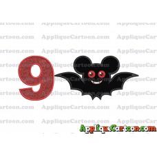 Halloween Bat Mickey Ears Applique Design Birthday Number 9