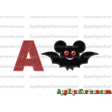 Halloween Bat Mickey Ears Applique Design With Alphabet A