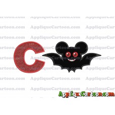 Halloween Bat Mickey Ears Applique Design With Alphabet C