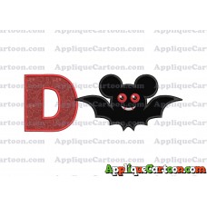 Halloween Bat Mickey Ears Applique Design With Alphabet D