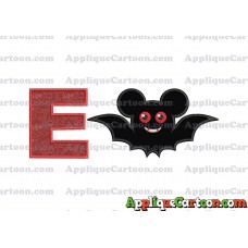 Halloween Bat Mickey Ears Applique Design With Alphabet E