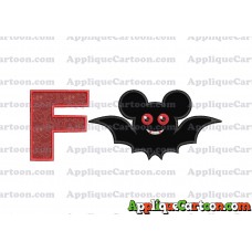 Halloween Bat Mickey Ears Applique Design With Alphabet F