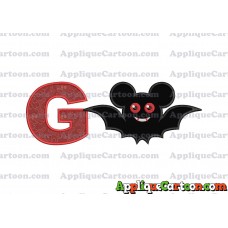 Halloween Bat Mickey Ears Applique Design With Alphabet G
