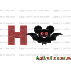 Halloween Bat Mickey Ears Applique Design With Alphabet H