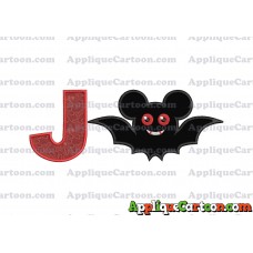 Halloween Bat Mickey Ears Applique Design With Alphabet J