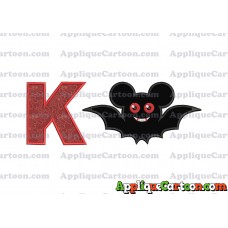 Halloween Bat Mickey Ears Applique Design With Alphabet K