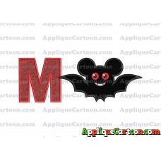 Halloween Bat Mickey Ears Applique Design With Alphabet M