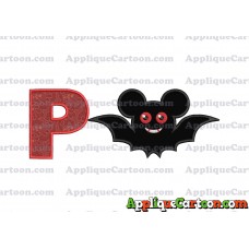 Halloween Bat Mickey Ears Applique Design With Alphabet P