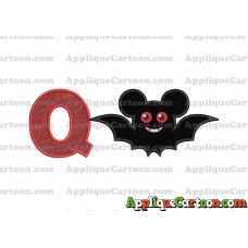 Halloween Bat Mickey Ears Applique Design With Alphabet Q