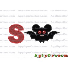 Halloween Bat Mickey Ears Applique Design With Alphabet S