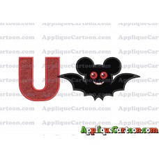 Halloween Bat Mickey Ears Applique Design With Alphabet U