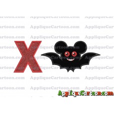 Halloween Bat Mickey Ears Applique Design With Alphabet X