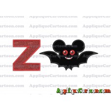 Halloween Bat Mickey Ears Applique Design With Alphabet Z