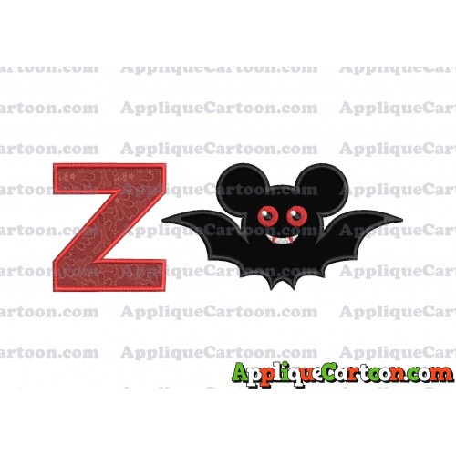 Halloween Bat Mickey Ears Applique Design With Alphabet Z