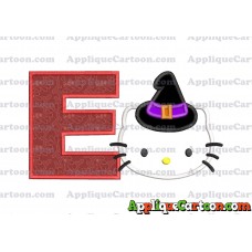 Halloween Hello Kitty Witch Applique Embroidery Design With Alphabet E
