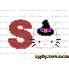 Halloween Hello Kitty Witch Applique Embroidery Design With Alphabet S