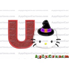Halloween Hello Kitty Witch Applique Embroidery Design With Alphabet U