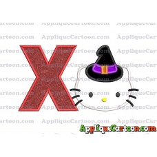 Halloween Hello Kitty Witch Applique Embroidery Design With Alphabet X