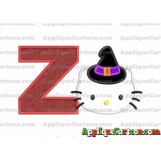 Halloween Hello Kitty Witch Applique Embroidery Design With Alphabet Z