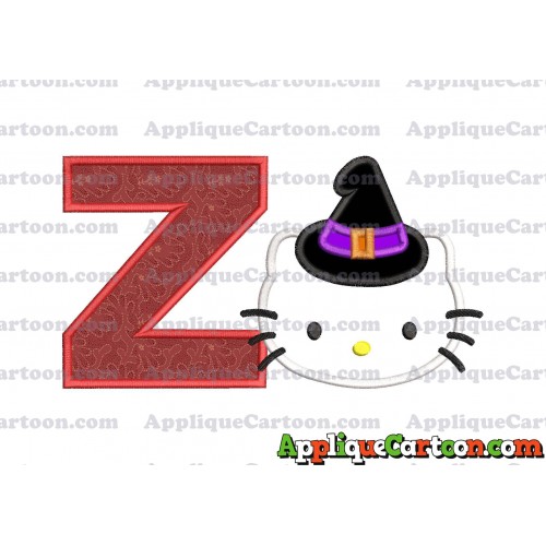 Halloween Hello Kitty Witch Applique Embroidery Design With Alphabet Z