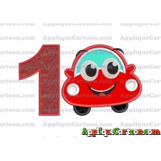 Happy Car Applique Embroidery Design Birthday Number 1
