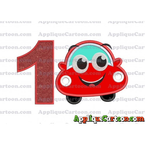 Happy Car Applique Embroidery Design Birthday Number 1