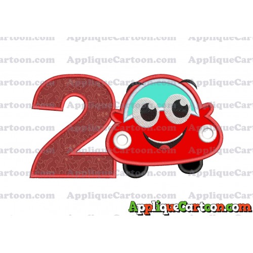 Happy Car Applique Embroidery Design Birthday Number 2