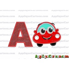 Happy Car Applique Embroidery Design With Alphabet A