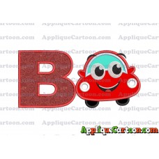 Happy Car Applique Embroidery Design With Alphabet B