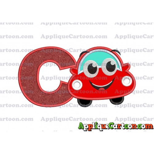 Happy Car Applique Embroidery Design With Alphabet C