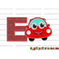 Happy Car Applique Embroidery Design With Alphabet E