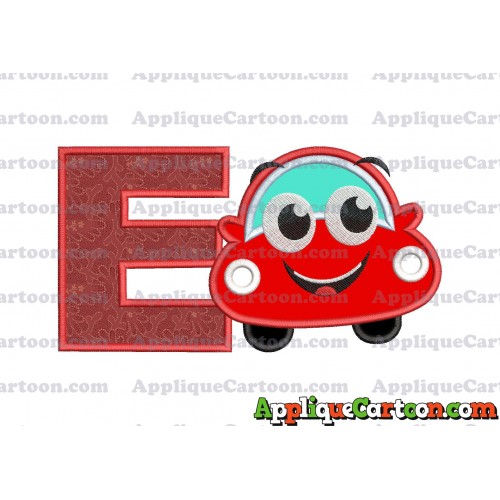 Happy Car Applique Embroidery Design With Alphabet E