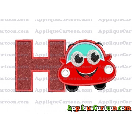 Happy Car Applique Embroidery Design With Alphabet H