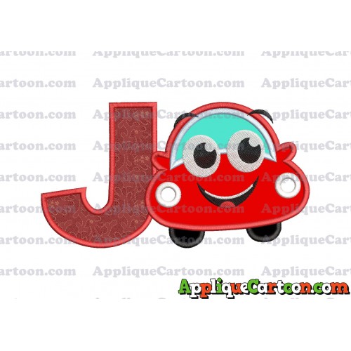 Happy Car Applique Embroidery Design With Alphabet J