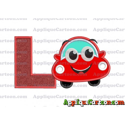 Happy Car Applique Embroidery Design With Alphabet L