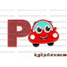 Happy Car Applique Embroidery Design With Alphabet P