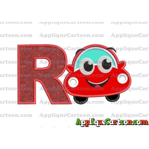 Happy Car Applique Embroidery Design With Alphabet R