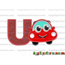 Happy Car Applique Embroidery Design With Alphabet U