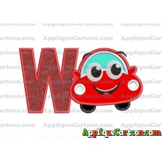 Happy Car Applique Embroidery Design With Alphabet W