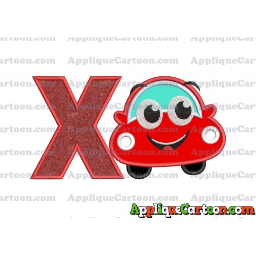 Happy Car Applique Embroidery Design With Alphabet X