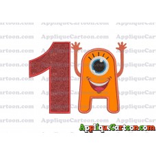 Happy Monster Applique Embroidery Design Birthday Number 1