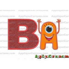 Happy Monster Applique Embroidery Design With Alphabet B