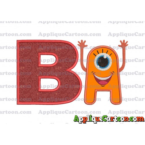 Happy Monster Applique Embroidery Design With Alphabet B