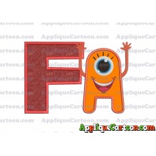 Happy Monster Applique Embroidery Design With Alphabet F