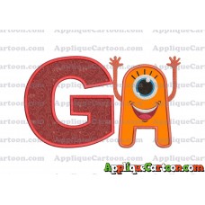 Happy Monster Applique Embroidery Design With Alphabet G