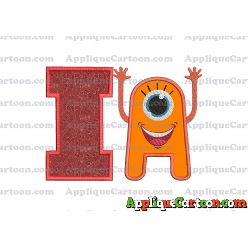 Happy Monster Applique Embroidery Design With Alphabet I