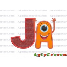 Happy Monster Applique Embroidery Design With Alphabet J
