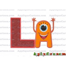 Happy Monster Applique Embroidery Design With Alphabet L
